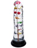 Dildo transparent avec texture fleur d'hélichryse