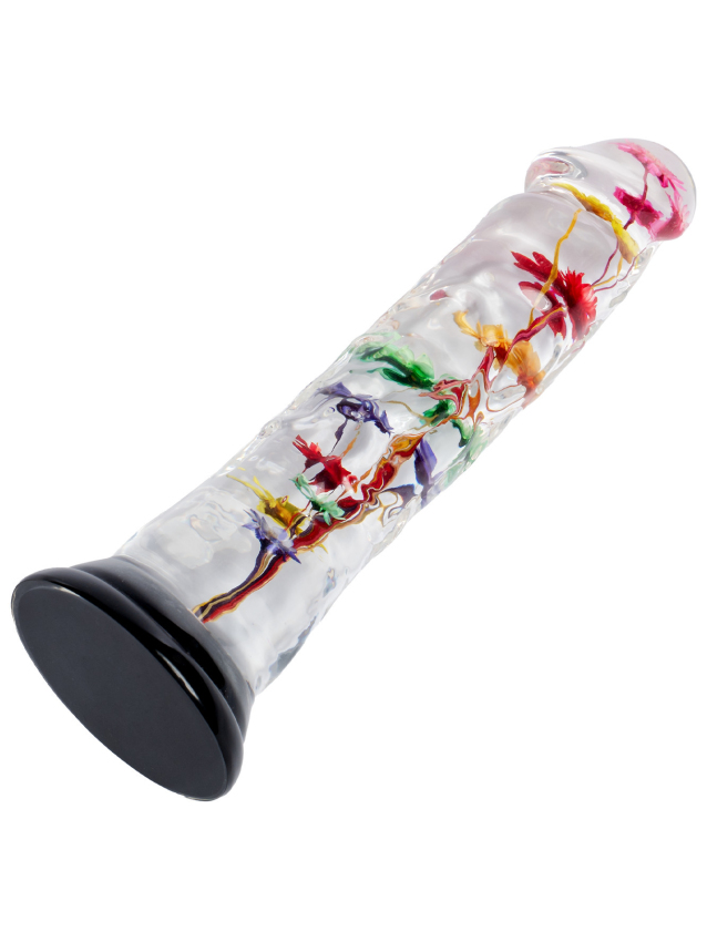 Dildo transparent avec texture fleur...