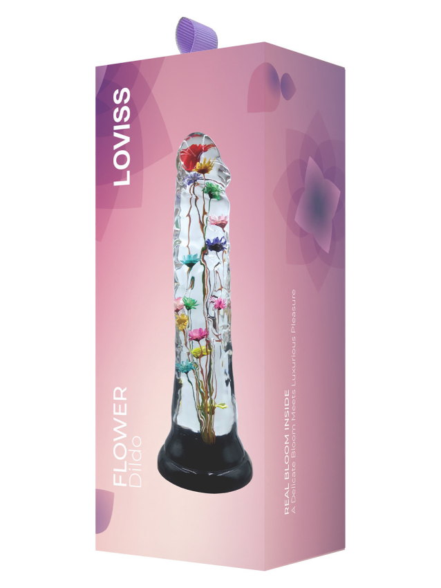 Dildo transparent avec texture fleur...