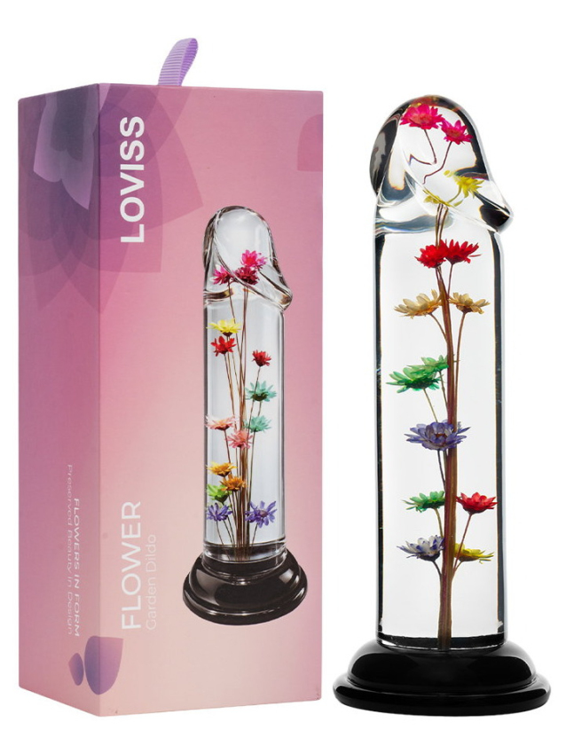 Dildo transparent avec fleur...