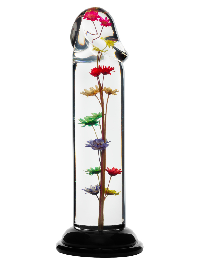 Dildo transparent avec fleur...