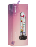 Dildo transparent avec fleur d'hélichryse intégrée en résine époxy