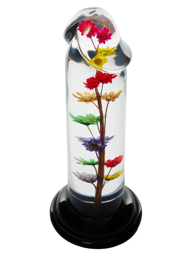Dildo transparent avec fleur...