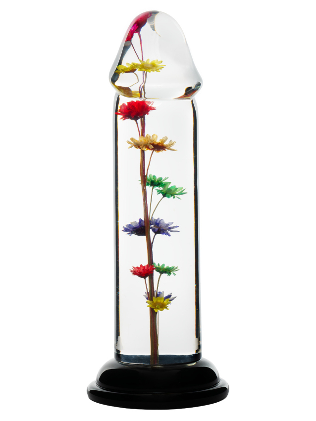 Dildo transparent avec fleur...