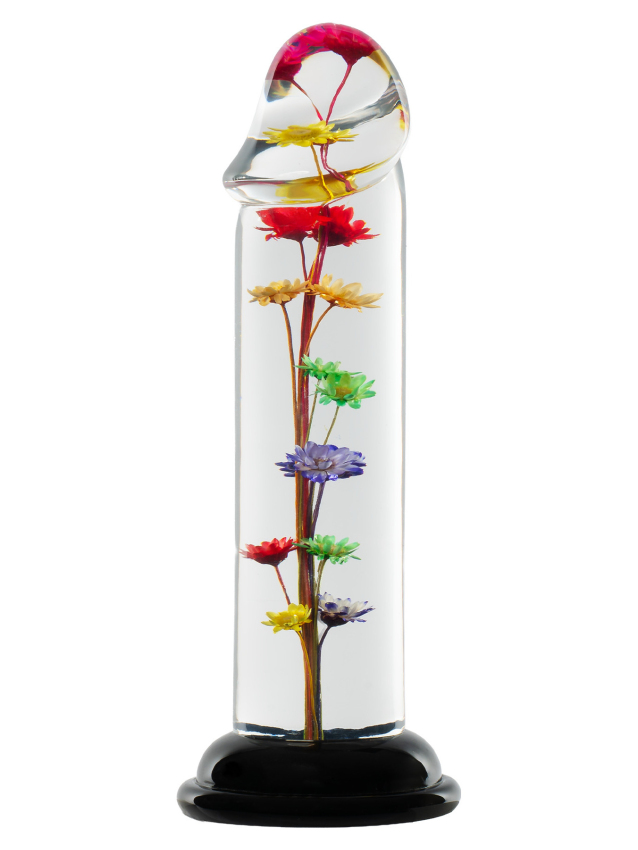 Dildo transparent avec fleur...