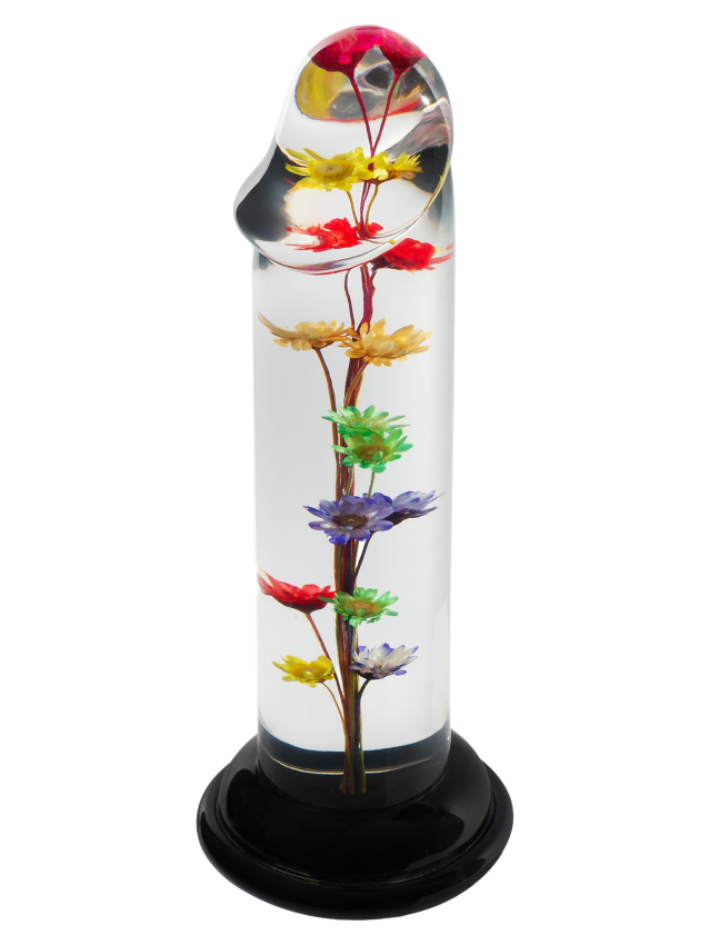 Dildo transparent avec fleur...