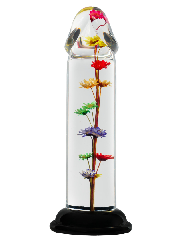 Dildo transparent avec fleur...