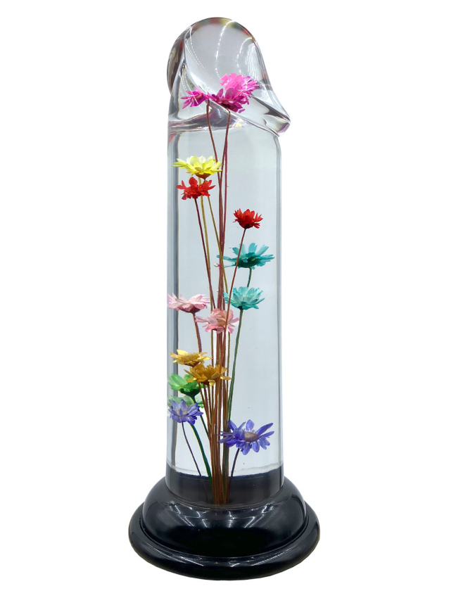 Dildo transparent avec fleur...