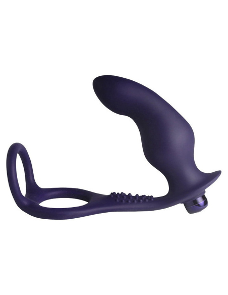 Plug prostatique avec anneaux pénien et testiculaires et vibromasseur rechargeable