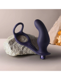 Plug prostatique avec anneaux pénien et testiculaires et vibromasseur rechargeable