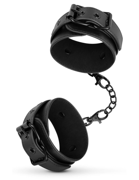 Menottes en simili cuir ajustables noires - vue 2