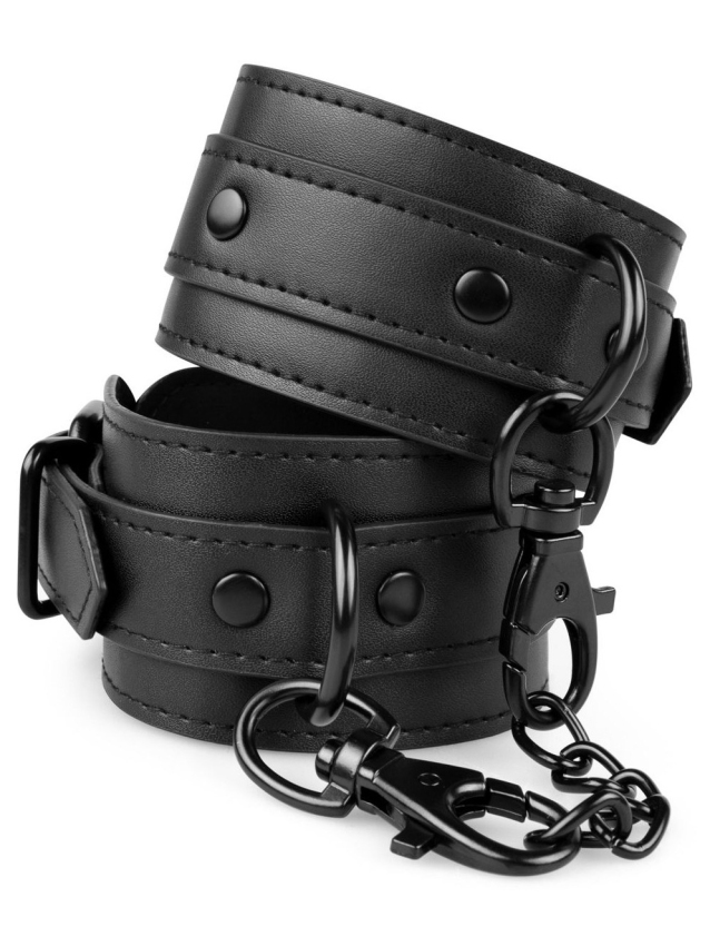Menottes en simili cuir ajustables noires - vue 4