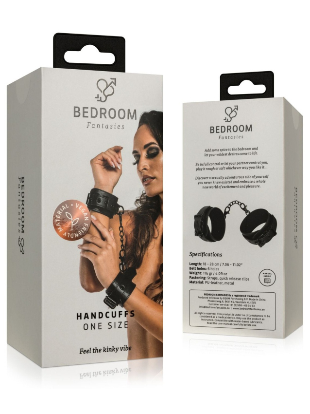 Menottes en simili cuir ajustables noires - vue 8