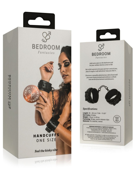 Menottes en simili cuir ajustables noires - vue 8