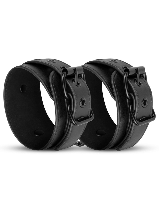 Menottes réglables en simili cuir noir avec chaîne - vue 6