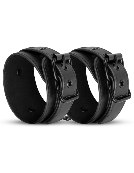 Menottes réglables en simili cuir noir avec chaîne - vue 6