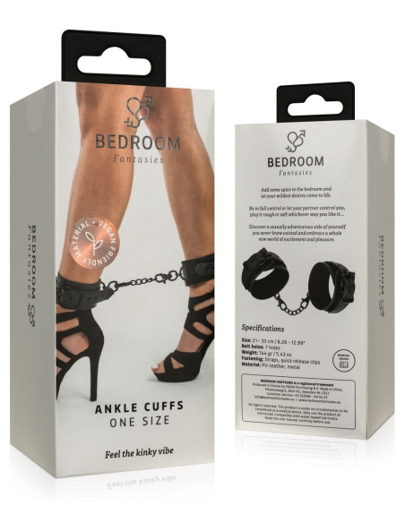 Menottes réglables en simili cuir noir avec chaîne - vue 8