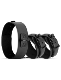 Collier et menottes réglables en simili cuir noir