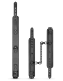 Collier et menottes réglables en simili cuir noir
