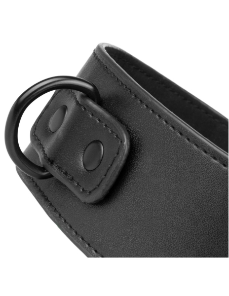 Collier et menottes réglables en simili cuir noir