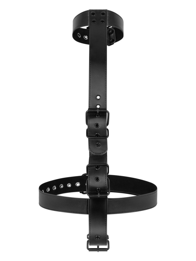 Ensemble de contraintes corporelles en simili cuir avec collier et menottes - vue 4