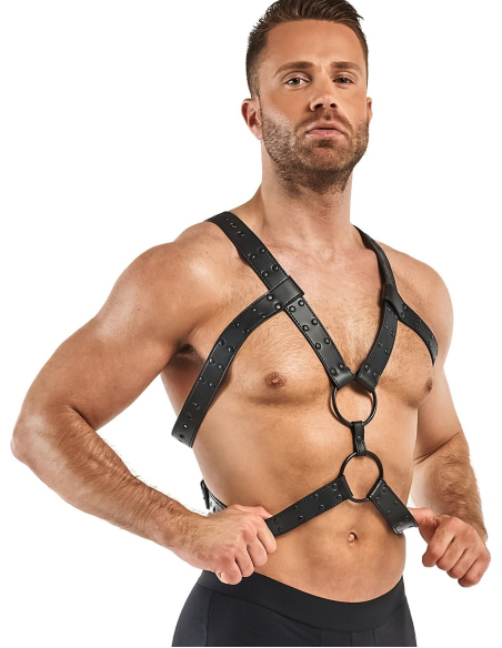 Harnais BDSM en simili cuir noir ajustable