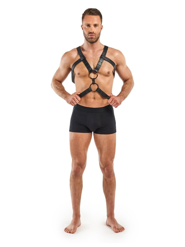 Harnais BDSM en simili cuir noir...