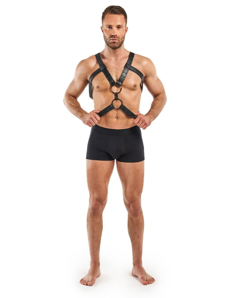 Harnais BDSM en simili cuir noir ajustable