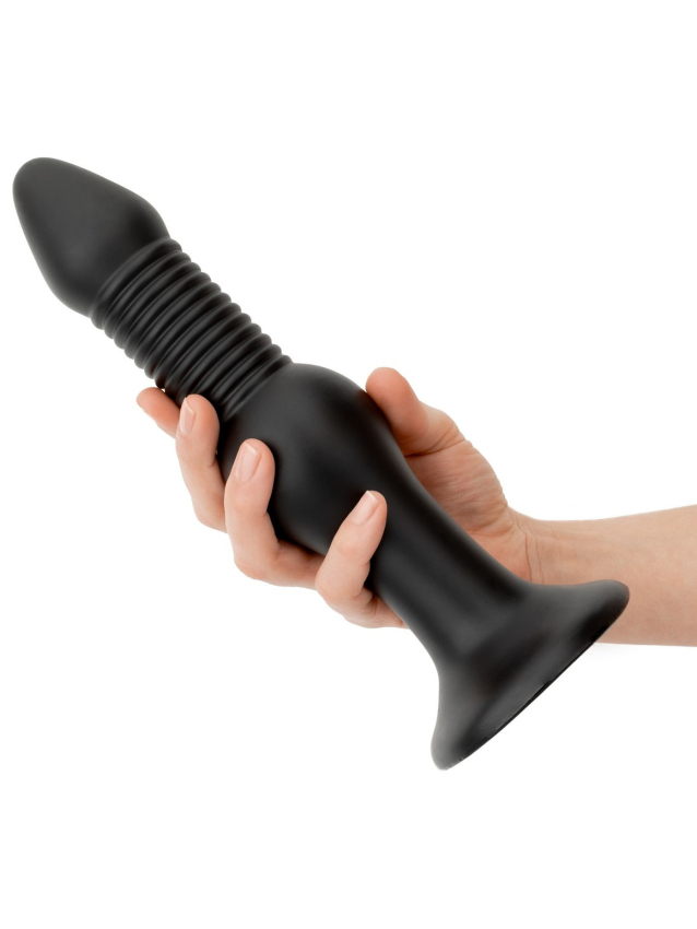 Gode anal rigide avec texture nervurée et insertable de 25 cm - vue 2
