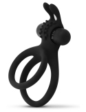 Anneau vibrant double avec stimulateur à oreilles de lapin en silicone