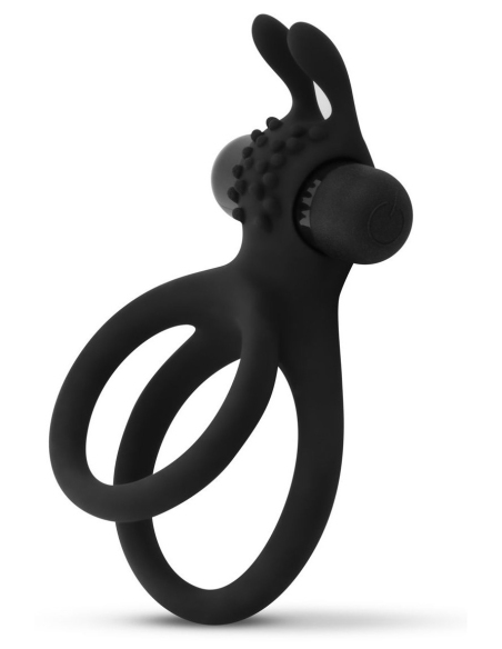 Anneau vibrant double avec stimulateur à oreilles de lapin en silicone