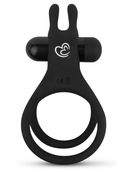 Anneau vibrant double avec stimulateur à oreilles de lapin en silicone