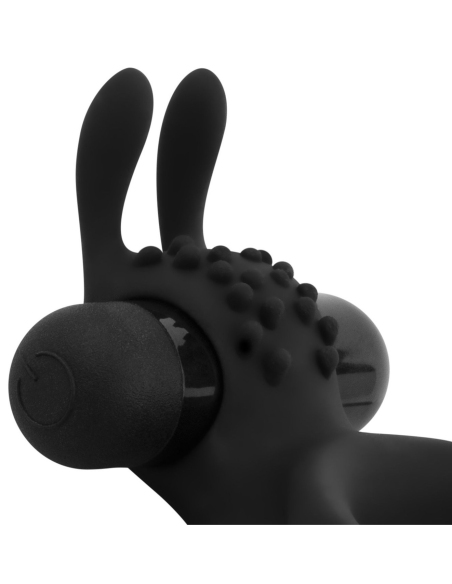 Anneau vibrant double avec stimulateur à oreilles de lapin en silicone