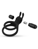 Anneau vibrant double avec stimulateur à oreilles de lapin en silicone