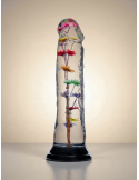 Dildo transparent avec texture fleur d'hélichryse