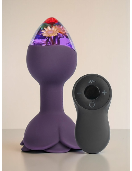 Plug anal vibrant avec télécommande et fleurs éternelles