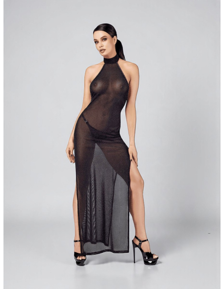 Robe longue à deux fentes F372 Onyx - L, M, S, XL, XXL, XXXL