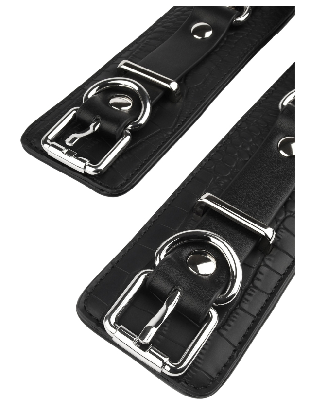 Menottes de poignets Croco Noires - vue 6