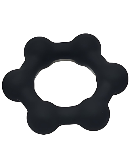 Cockring lesté en silicone avec boules en acier 38 mm