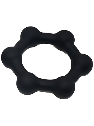 Cockring lesté en silicone avec boules acier 42 mm