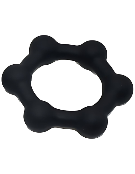 Cockring lesté en silicone avec boules acier 42 mm