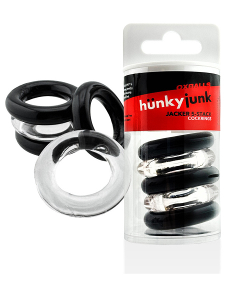 Lot de 5 cockrings étirables en Flex TPR 22 mm noir-transparent - vue 2