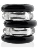 Lot de 5 cockrings étirables en Flex TPR 22 mm noir-transparent - vue 3