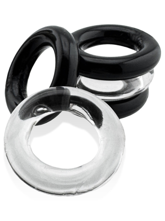 Lot de 5 cockrings étirables en Flex TPR 22 mm noir-transparent - vue 5