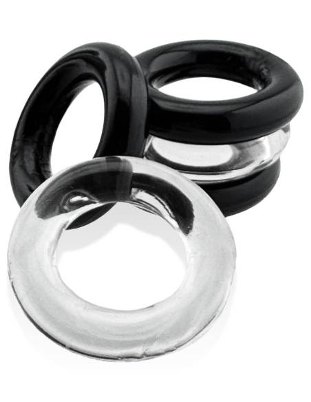 Lot de 5 cockrings étirables en Flex TPR 22 mm noir-transparent - vue 5