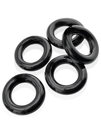 Cockrings étirables noirs en lot de 5 pour une stimulation renforcée
