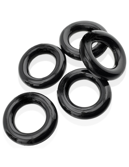 Cockrings étirables noirs en lot de 5 pour une stimulation renforcée