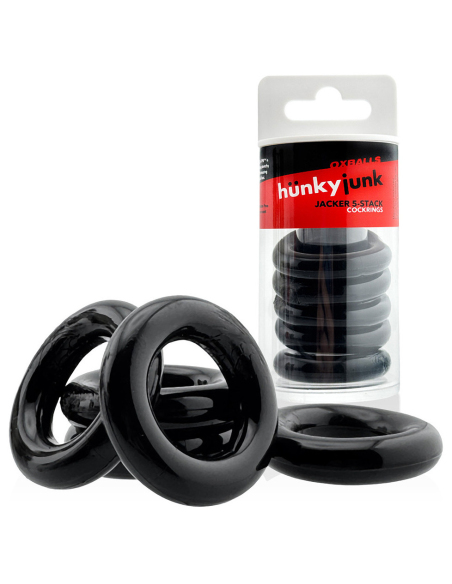 Cockrings étirables noirs en lot de 5 pour une stimulation renforcée - vue 2
