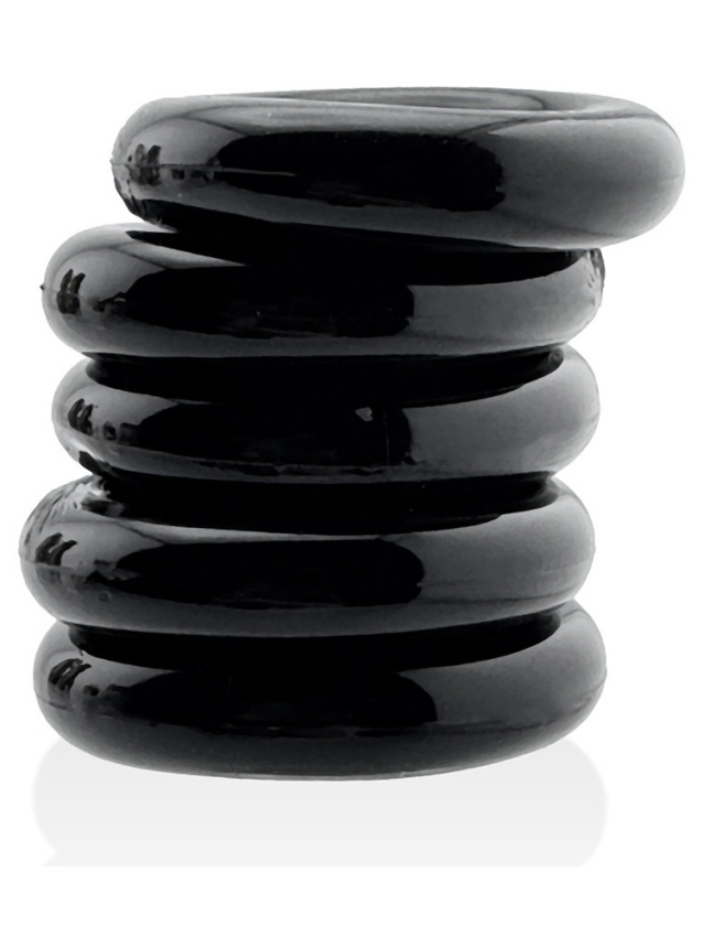 Cockrings étirables noirs en lot de 5 pour une stimulation renforcée - vue 3