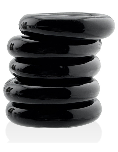 Cockrings étirables noirs en lot de 5 pour une stimulation renforcée - vue 3